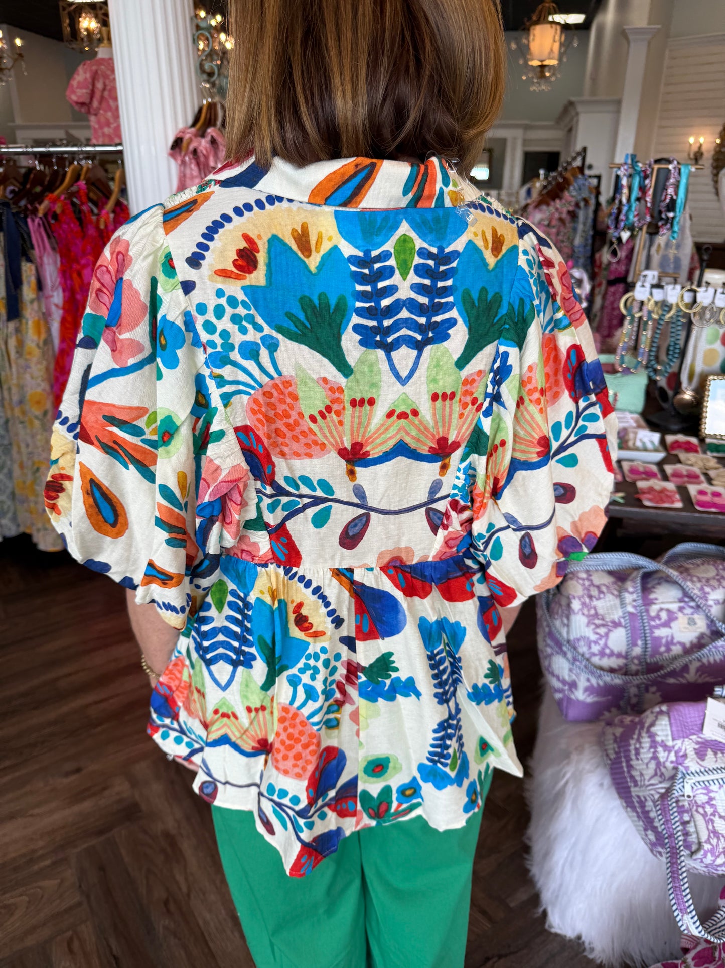 Blooming V Neck Multi Top