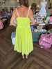 Scalloped Outline Tank Top Skirt Set: Lime