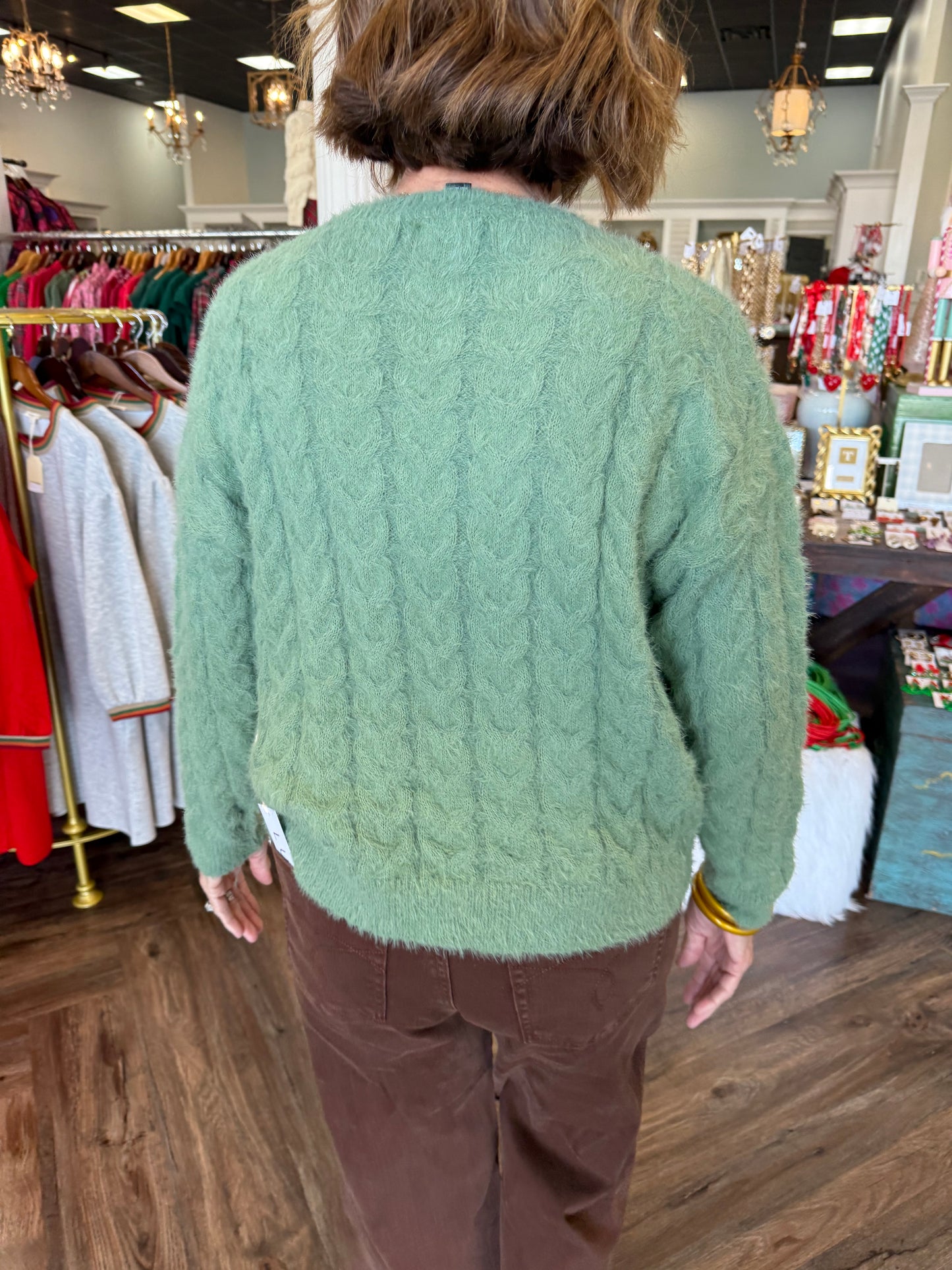 Bow Cozy Sweater: Sage
