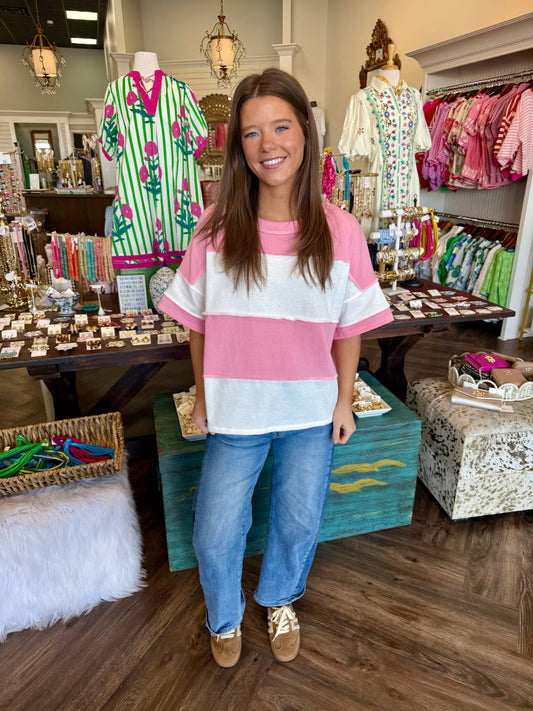 Big Stripe Tee: Bubblegum