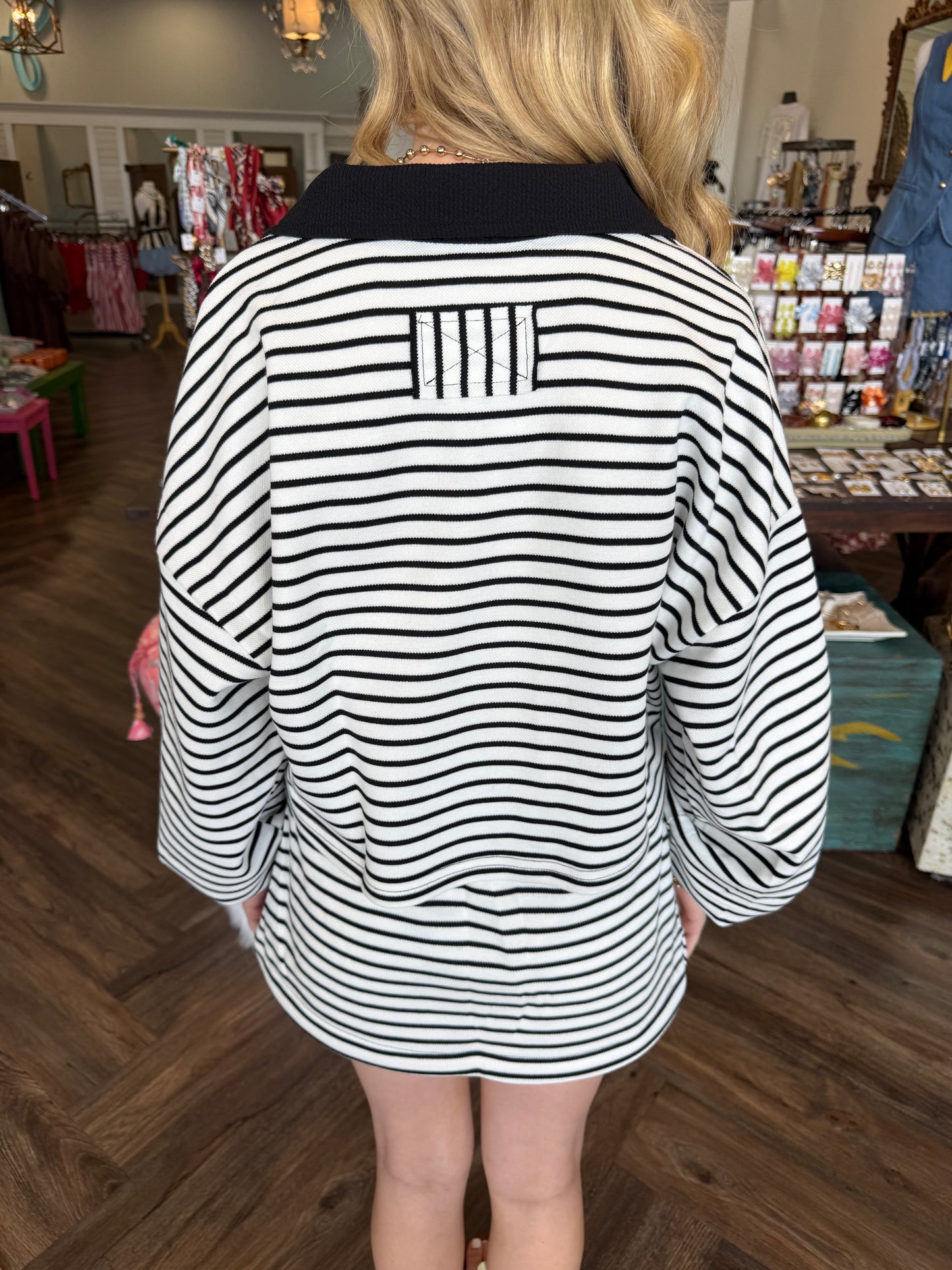 Black Striped Skort Set