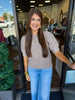 Detail Sleeve Sweater: Taupe