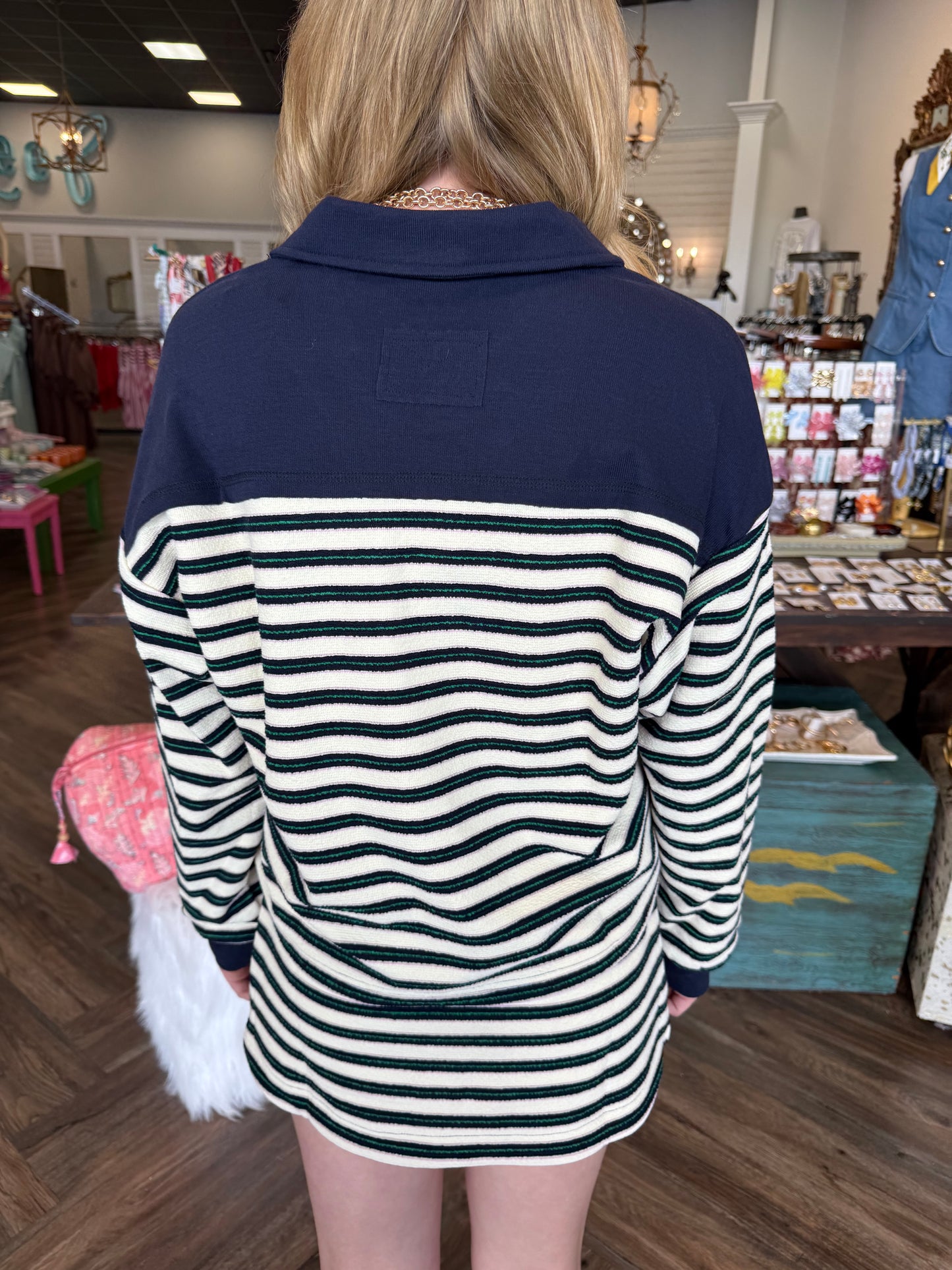 Midnight and Cream Striped Skort Set
