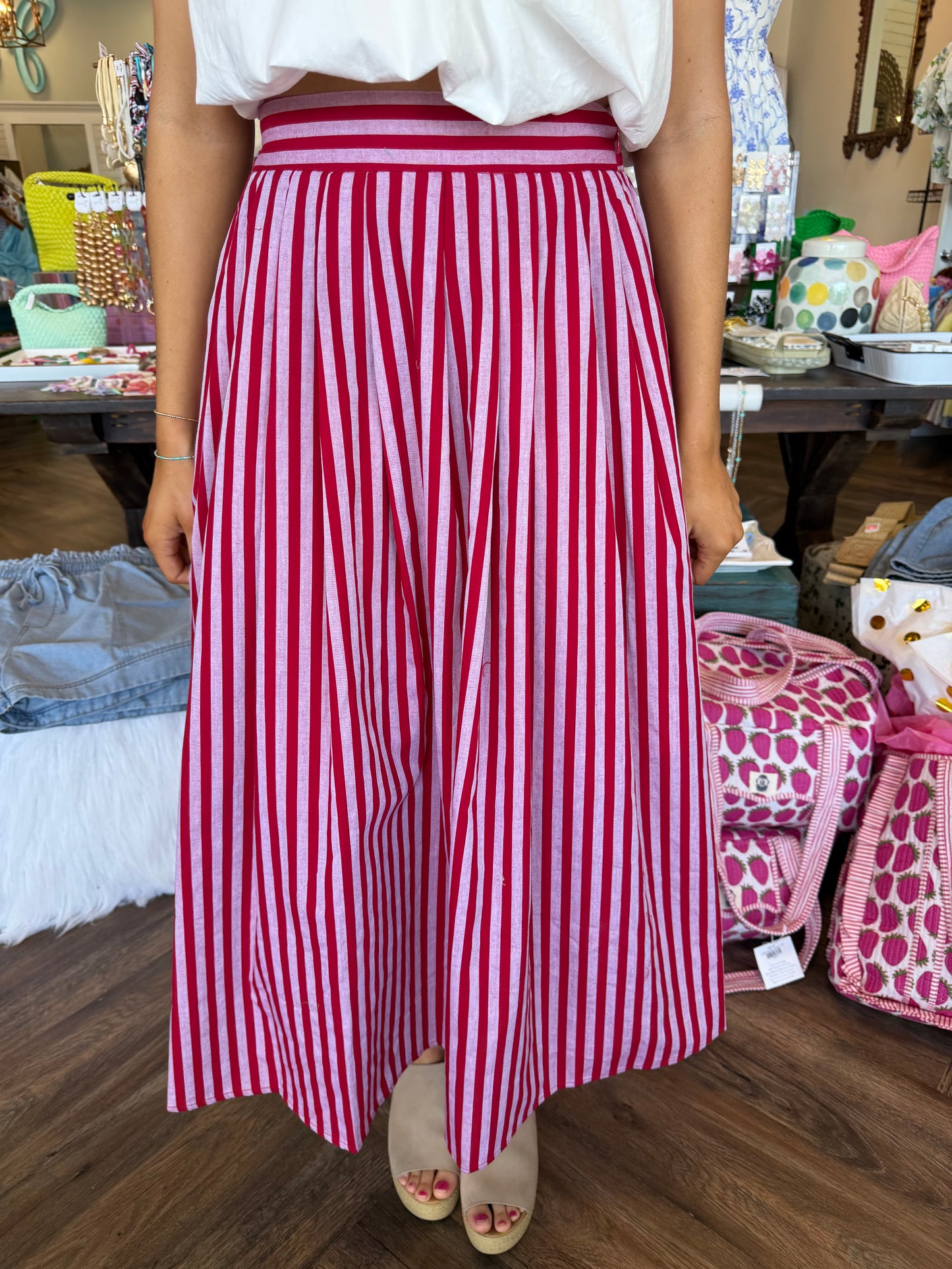 Striped Skirt: Red