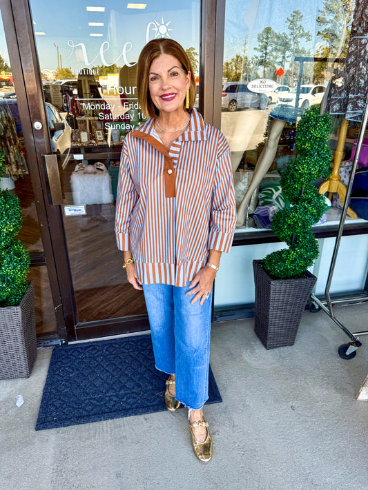 Pearl Brown Stripe Blouse