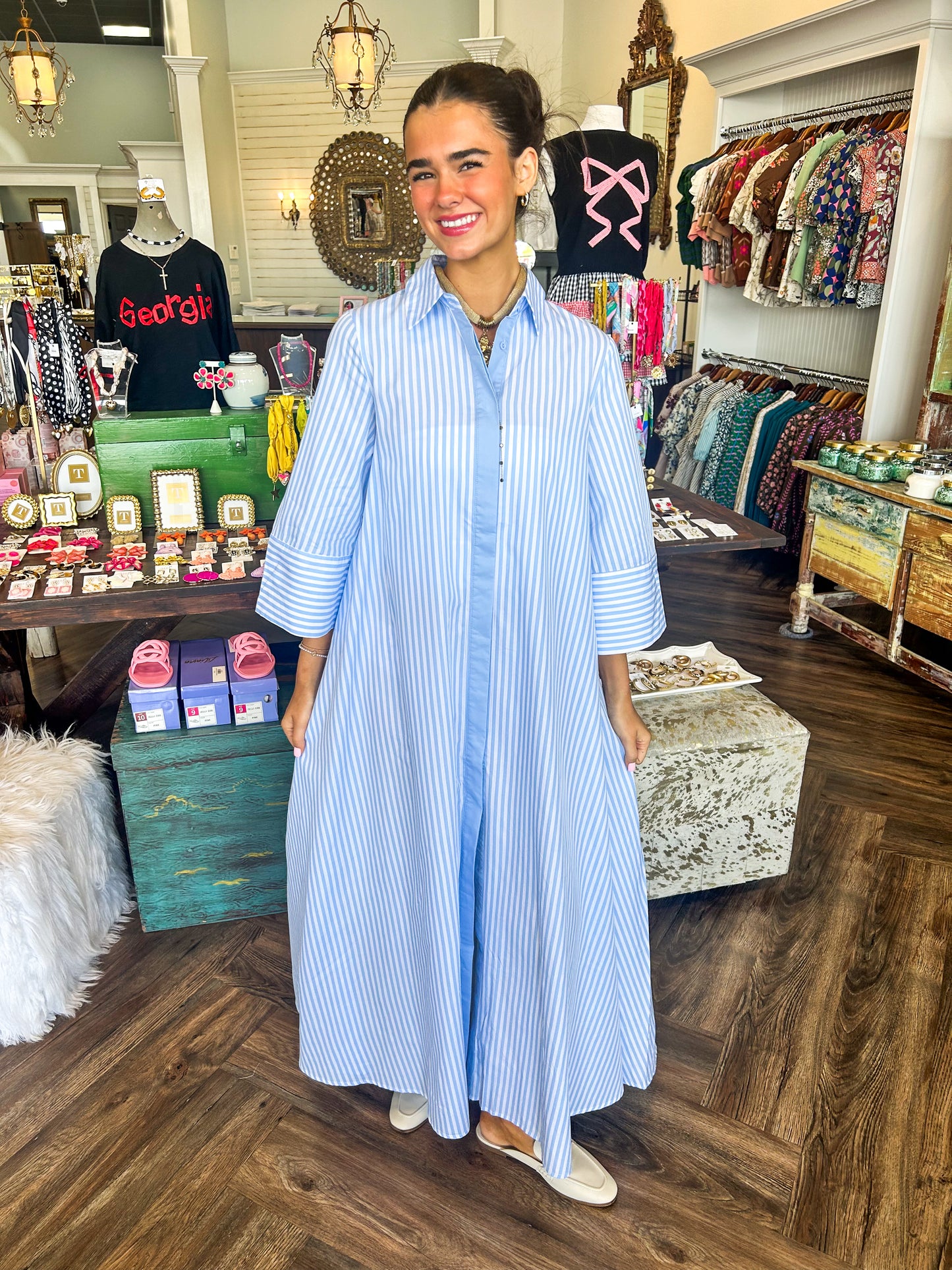 Ariel Classic Maxi Dress: Light Blue