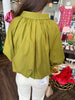 Autumn Green Puff Collar Sleeve Top