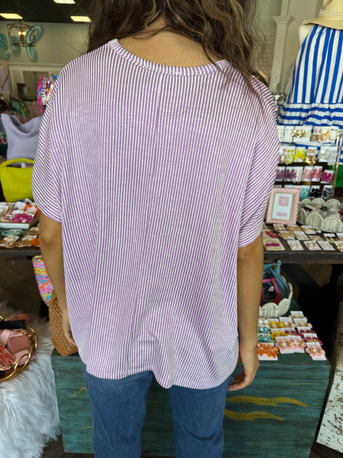 Basic Striped Top: Purple