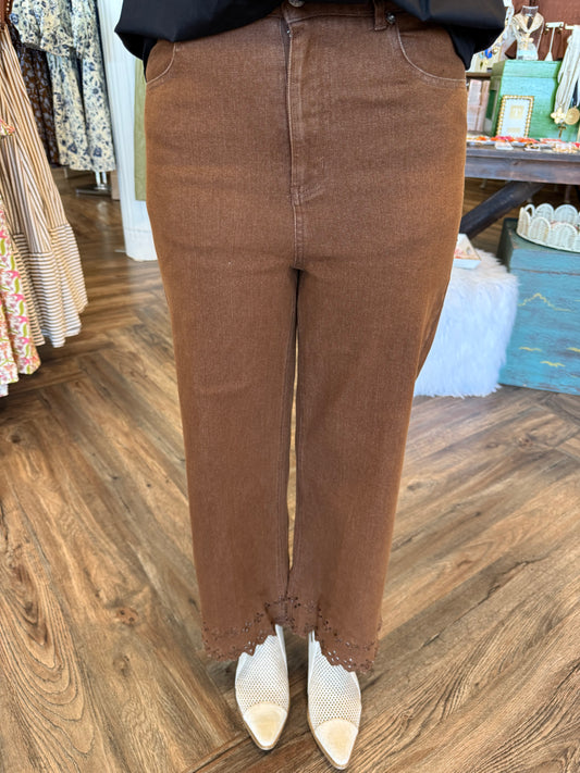 Brown Cutout Pants