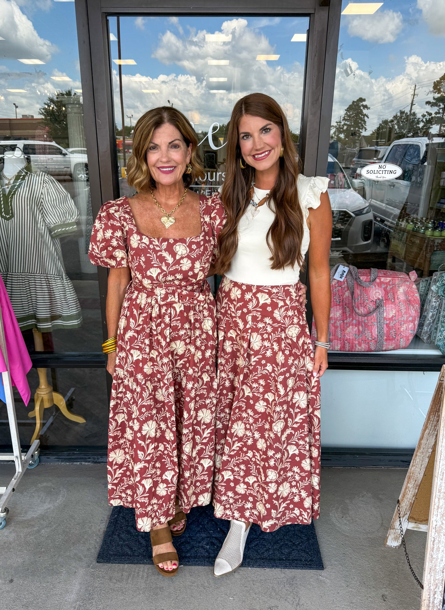 Fall Flowers Belted Midi Dress