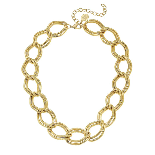 Susan Shaw: Gold Large Chain Chocker Necklace