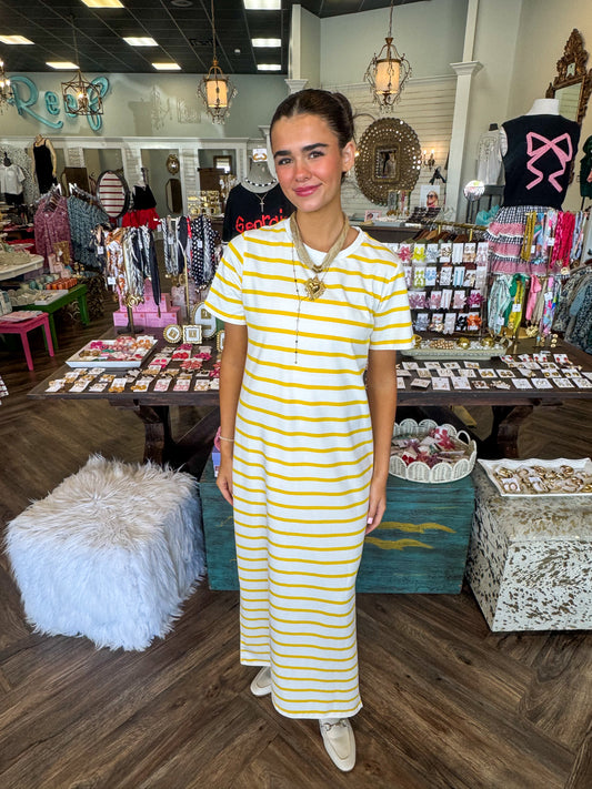 Striped Midi Dress- Yellow