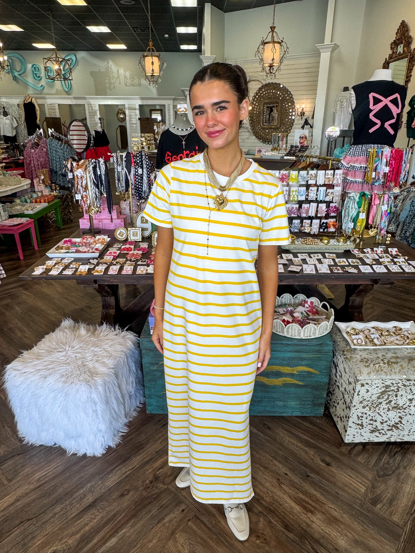 Striped Midi Dress- Yellow