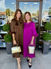 Feathered Elegance Midi Dress: Plum