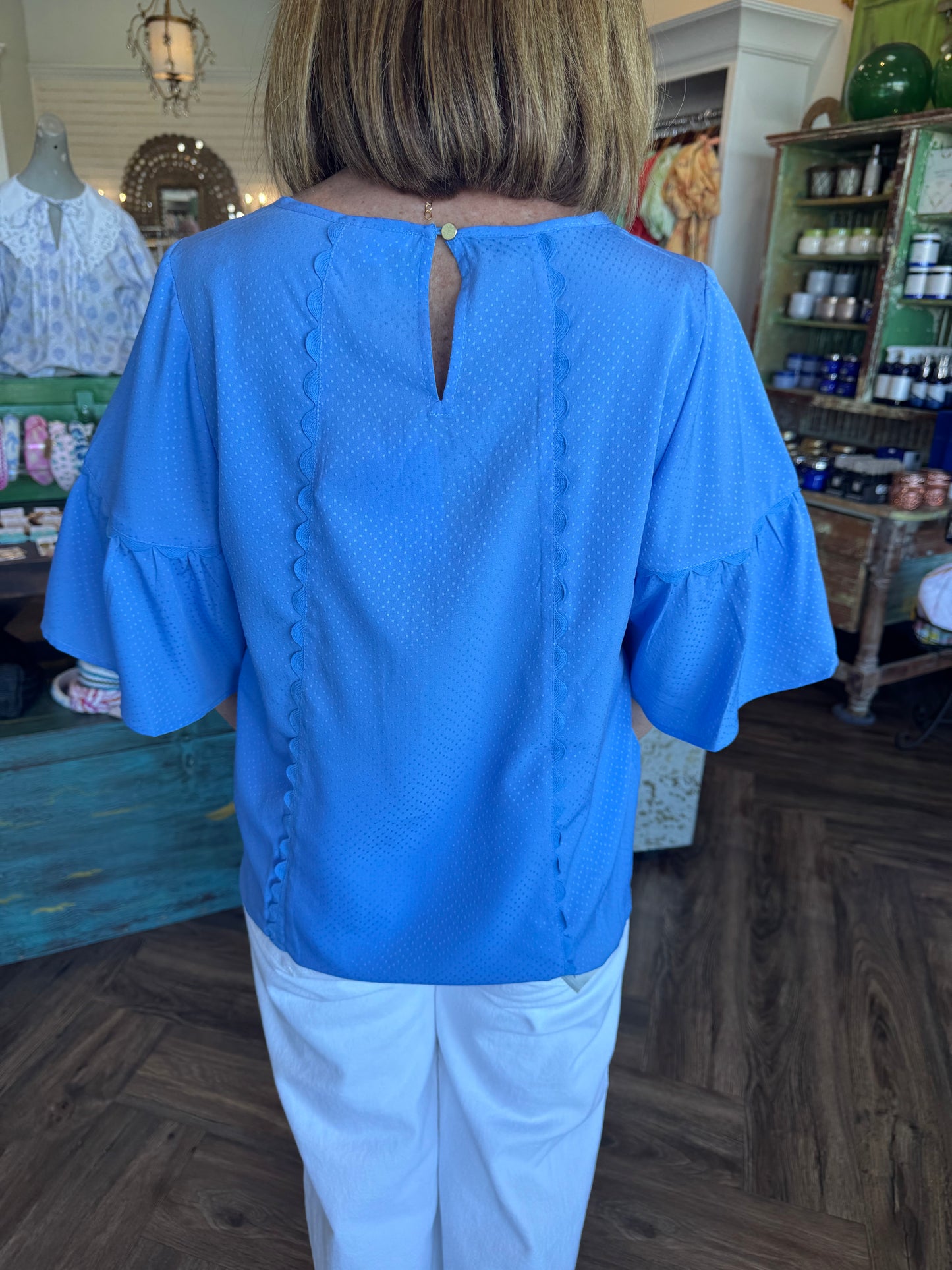 Mary Square Jane Top: Blue