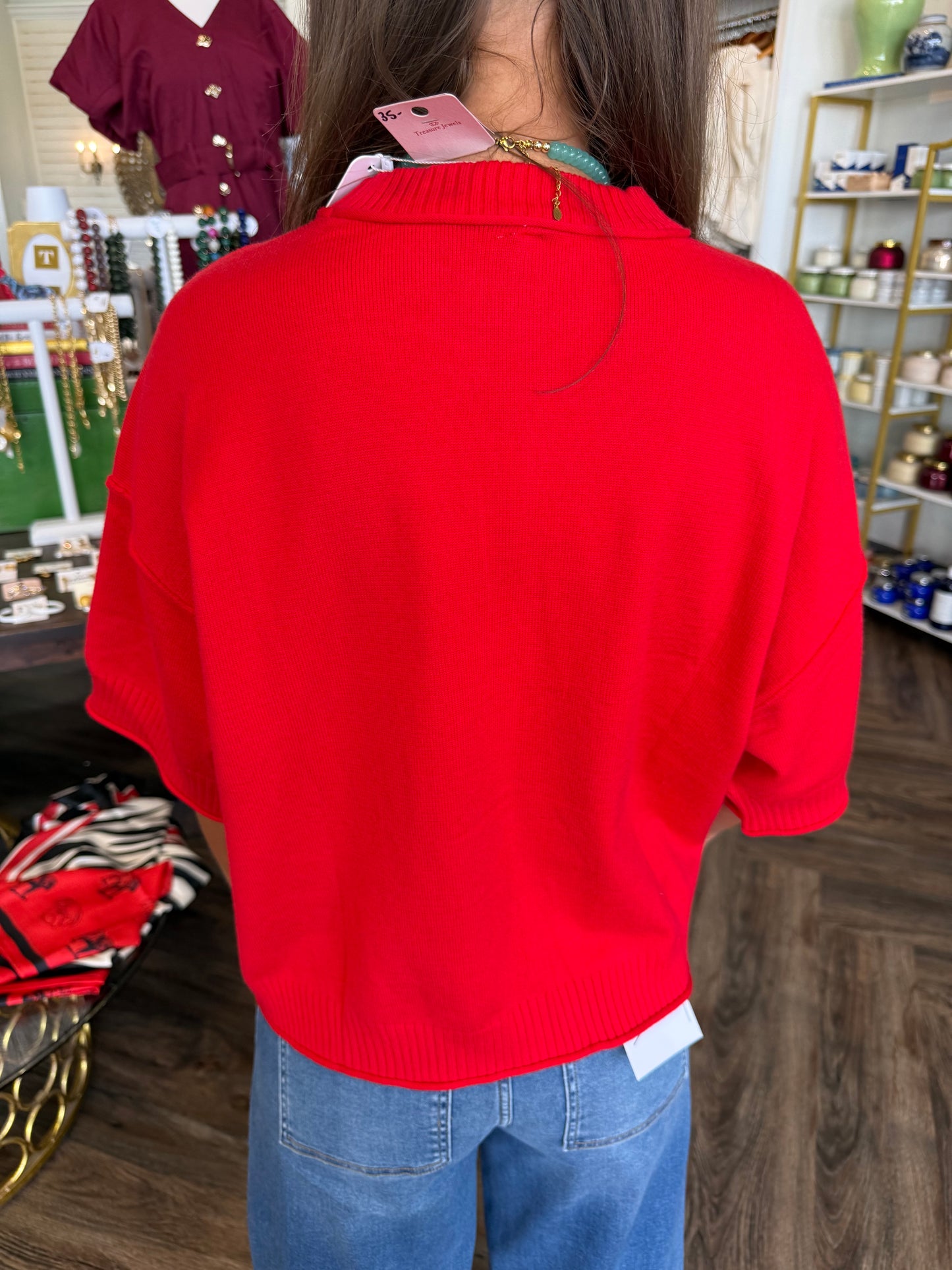 Soft Sweater Top: Red