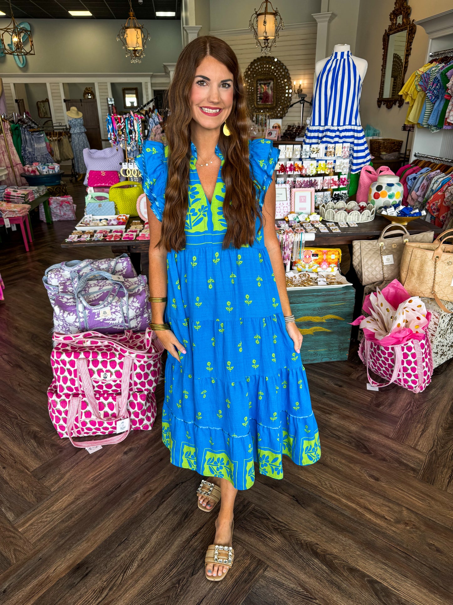 Lime Design Blue Midi Dress