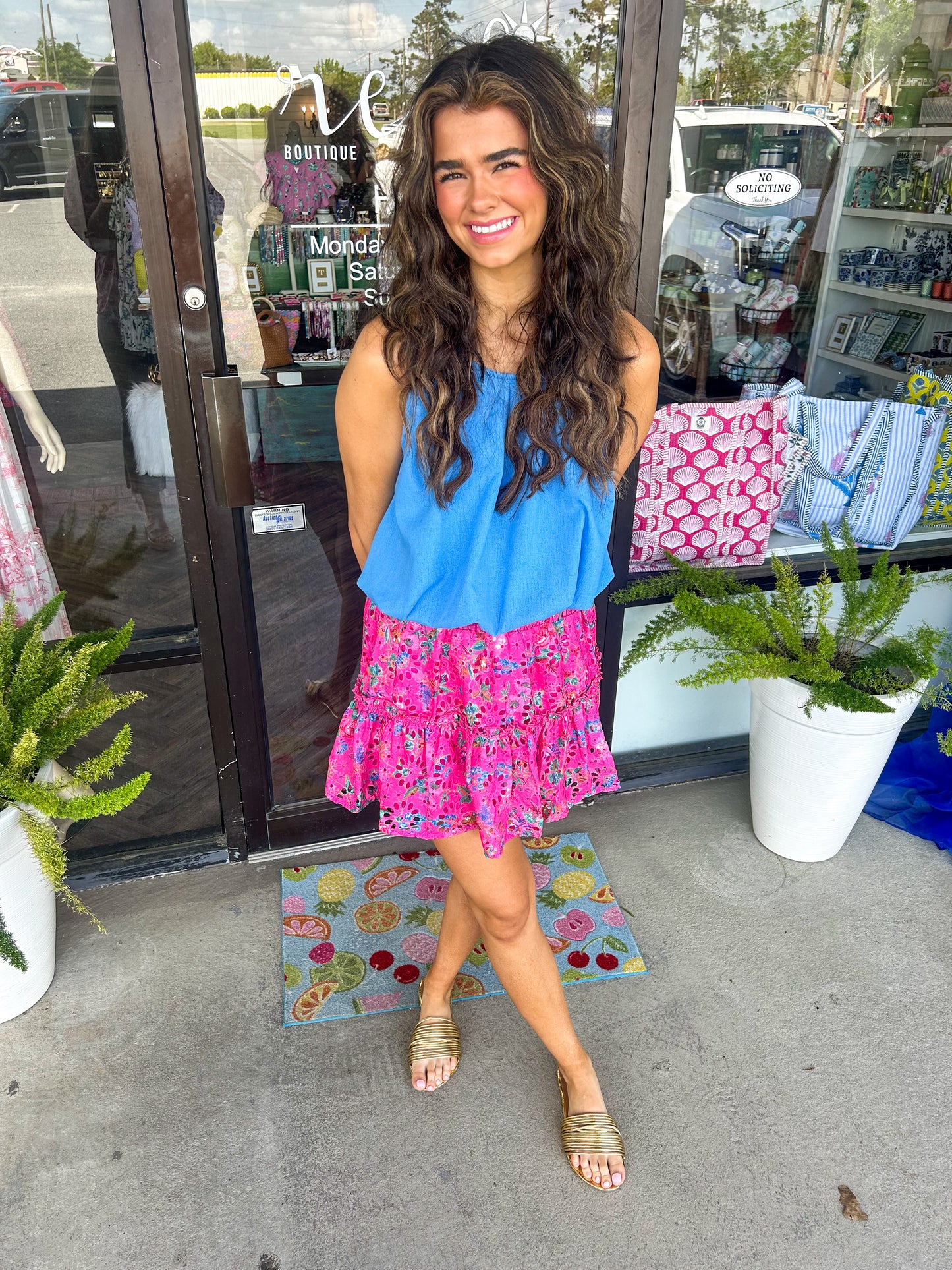 Bubble Hem Tank: Blue
