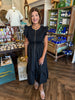 Mia Zip Midi Dress: Black