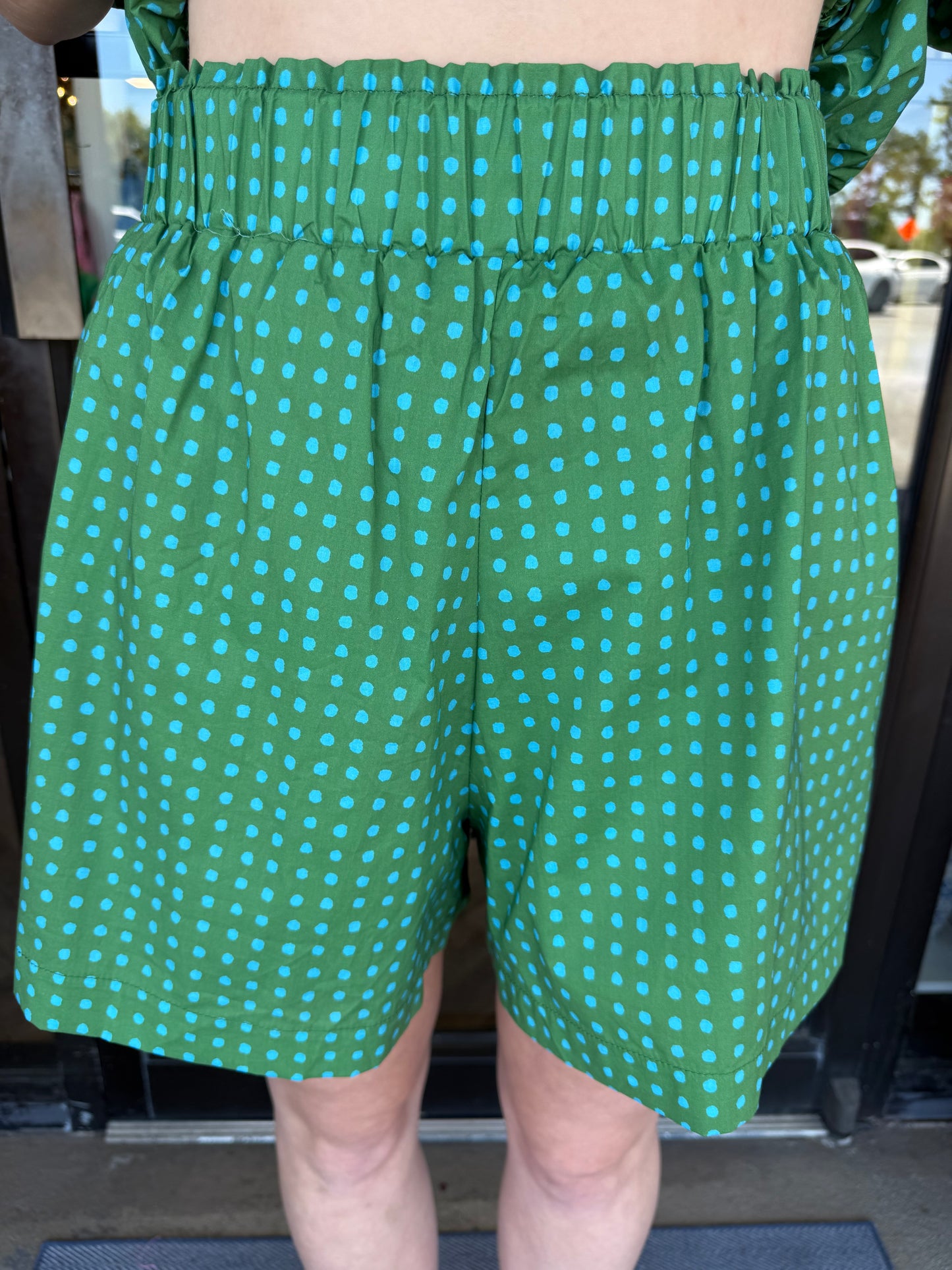 Green and Teal Polka Dot Set