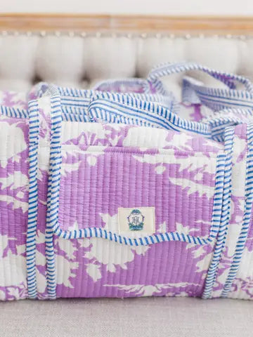 Quilted Duffle Bag: Lilac Blossoms