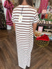 Megan Stripe Midi Dress: Brown