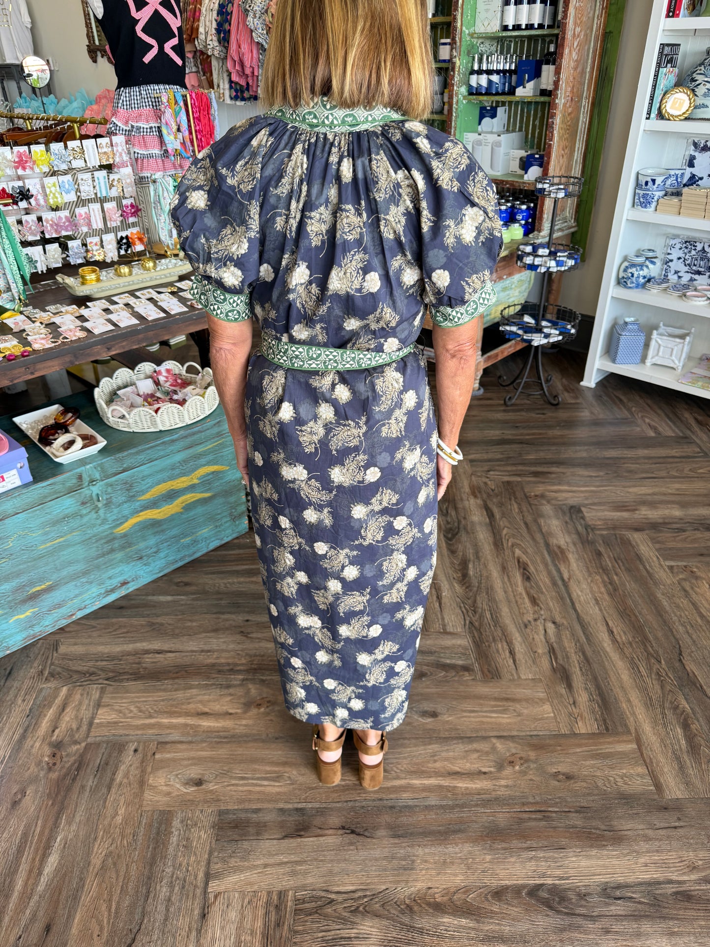 Nancy Navy Tie Midi Dress