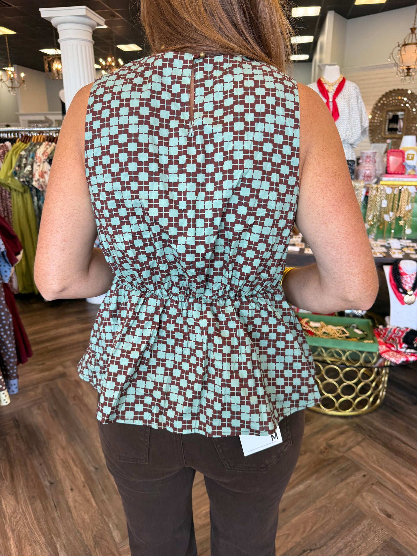 Uptown Check Tie Top