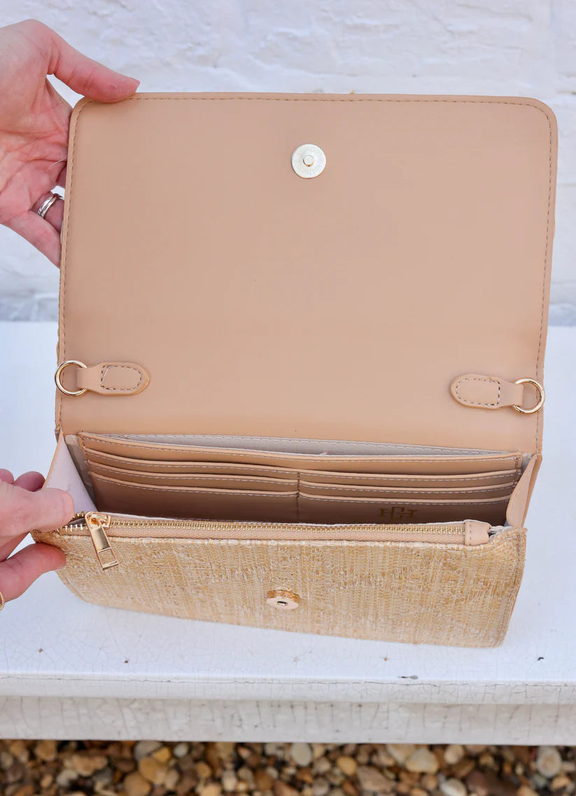Caroline Hill Bryn Clutch/Crossbody: Natural Quilted