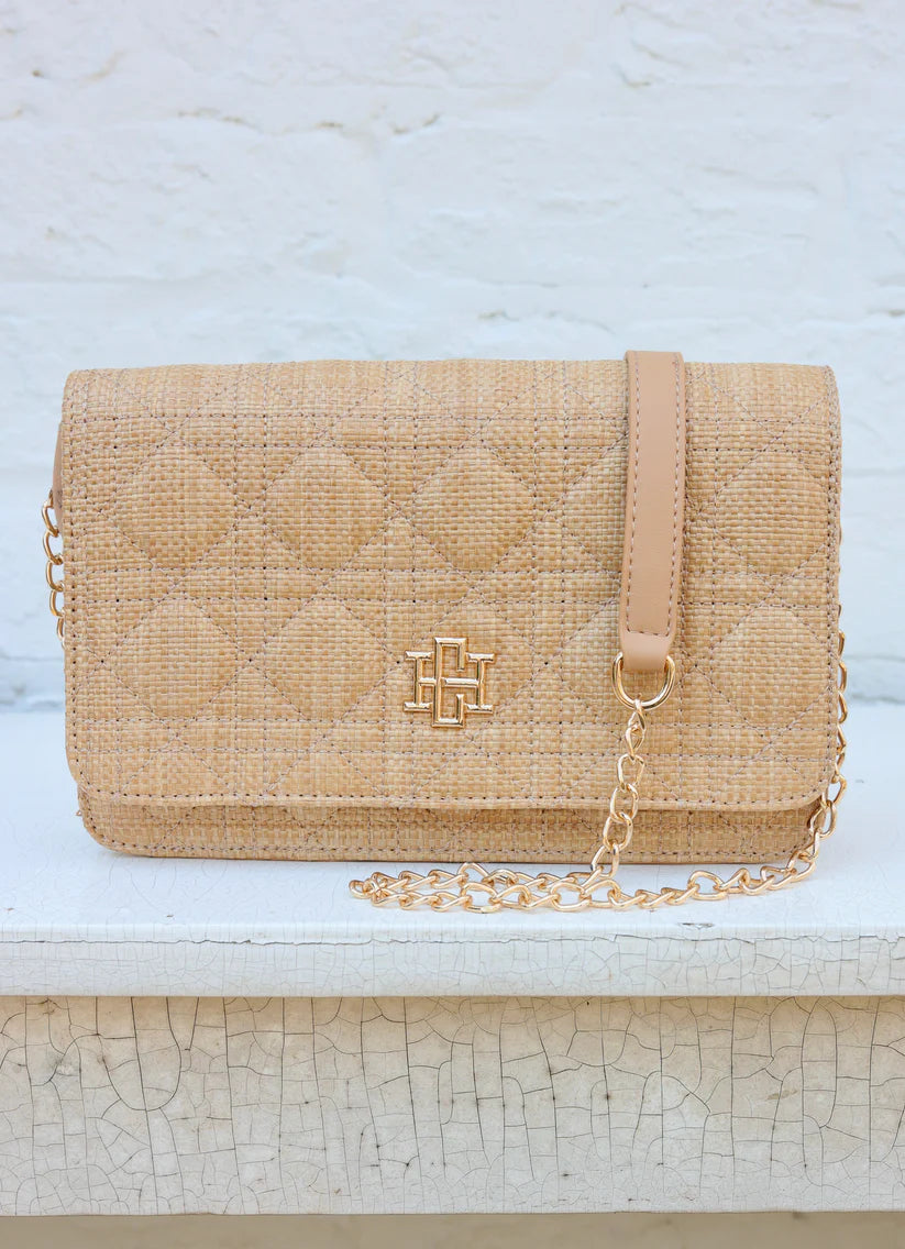 Caroline Hill Bryn Clutch/Crossbody: Natural Quilted