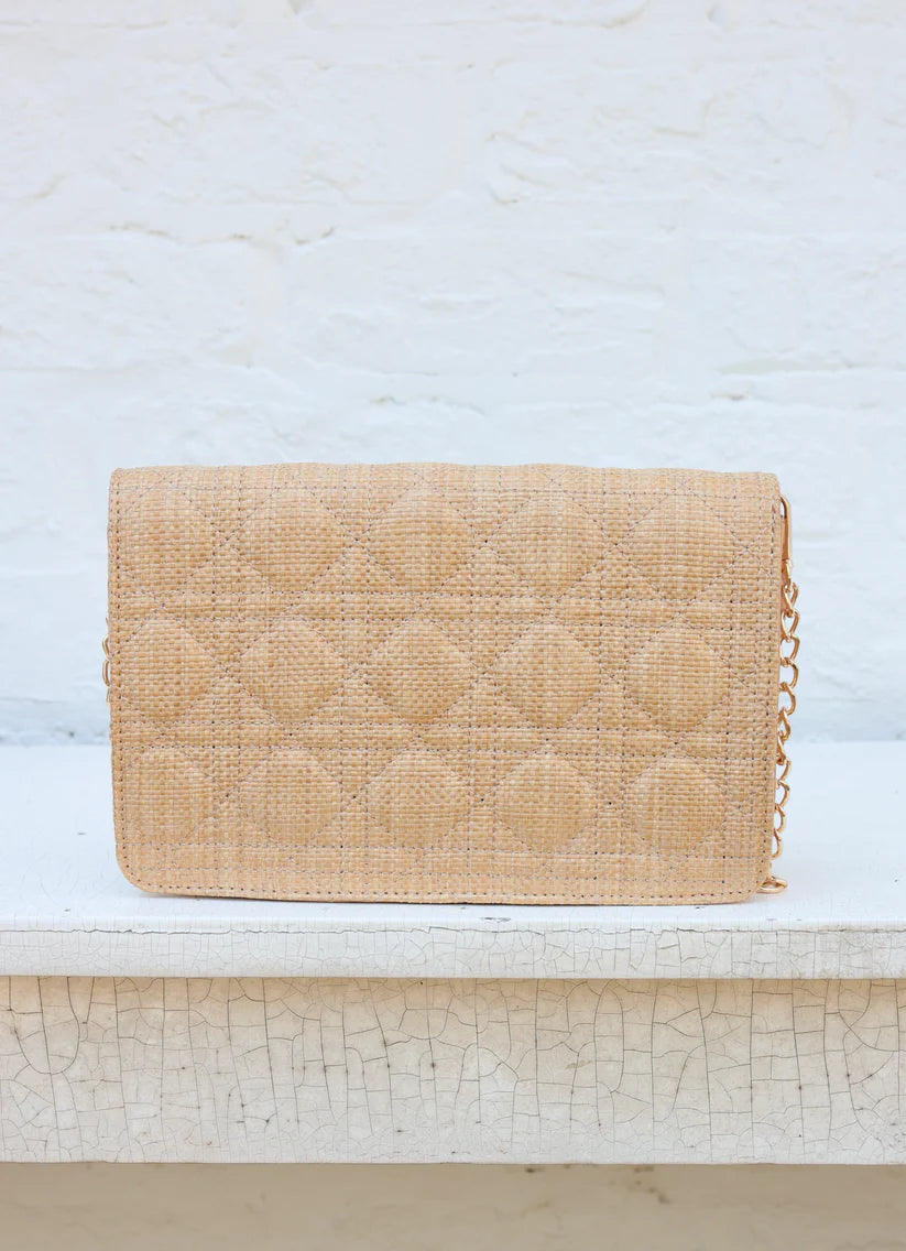 Caroline Hill Bryn Clutch/Crossbody: Natural Quilted