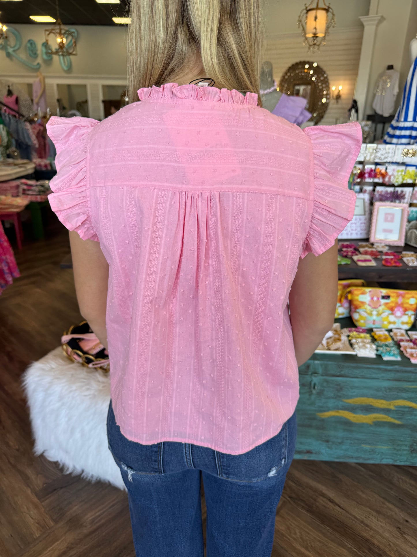 Pink Blossom Button Down Top
