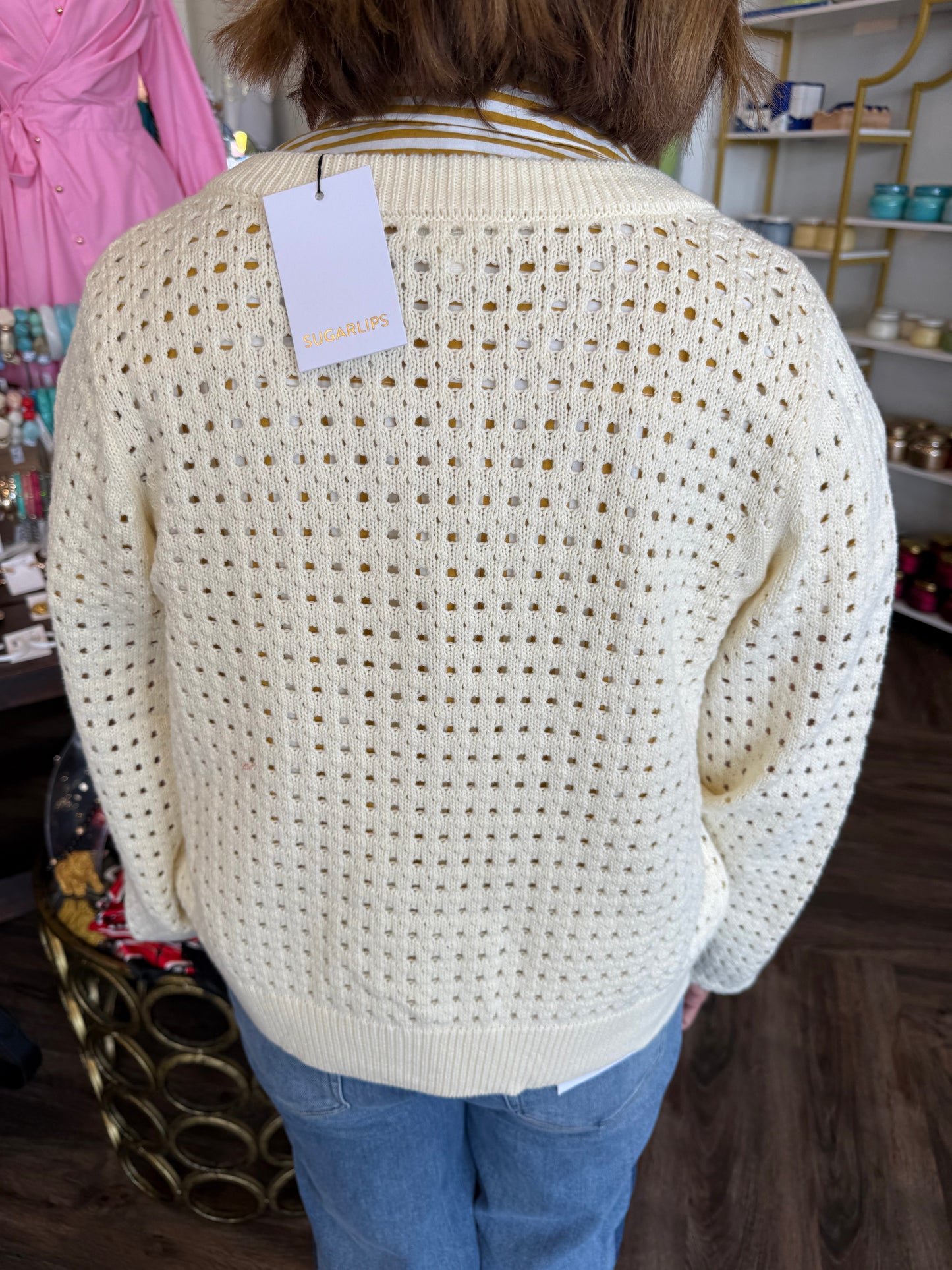 Cream Knit Button Cardigan