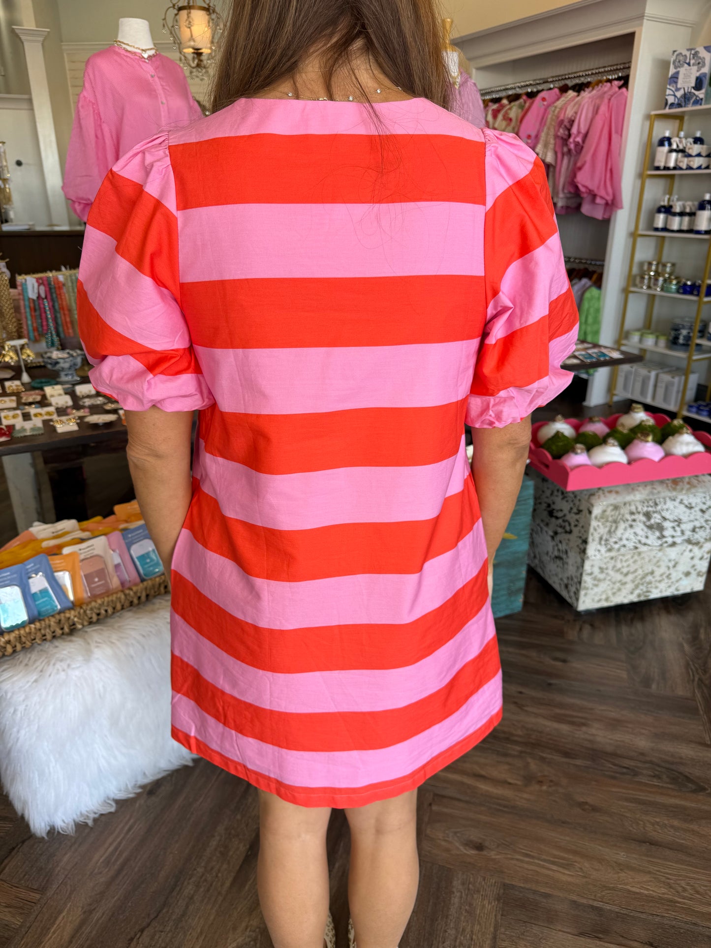 Sunset Stripe Dress: Pink