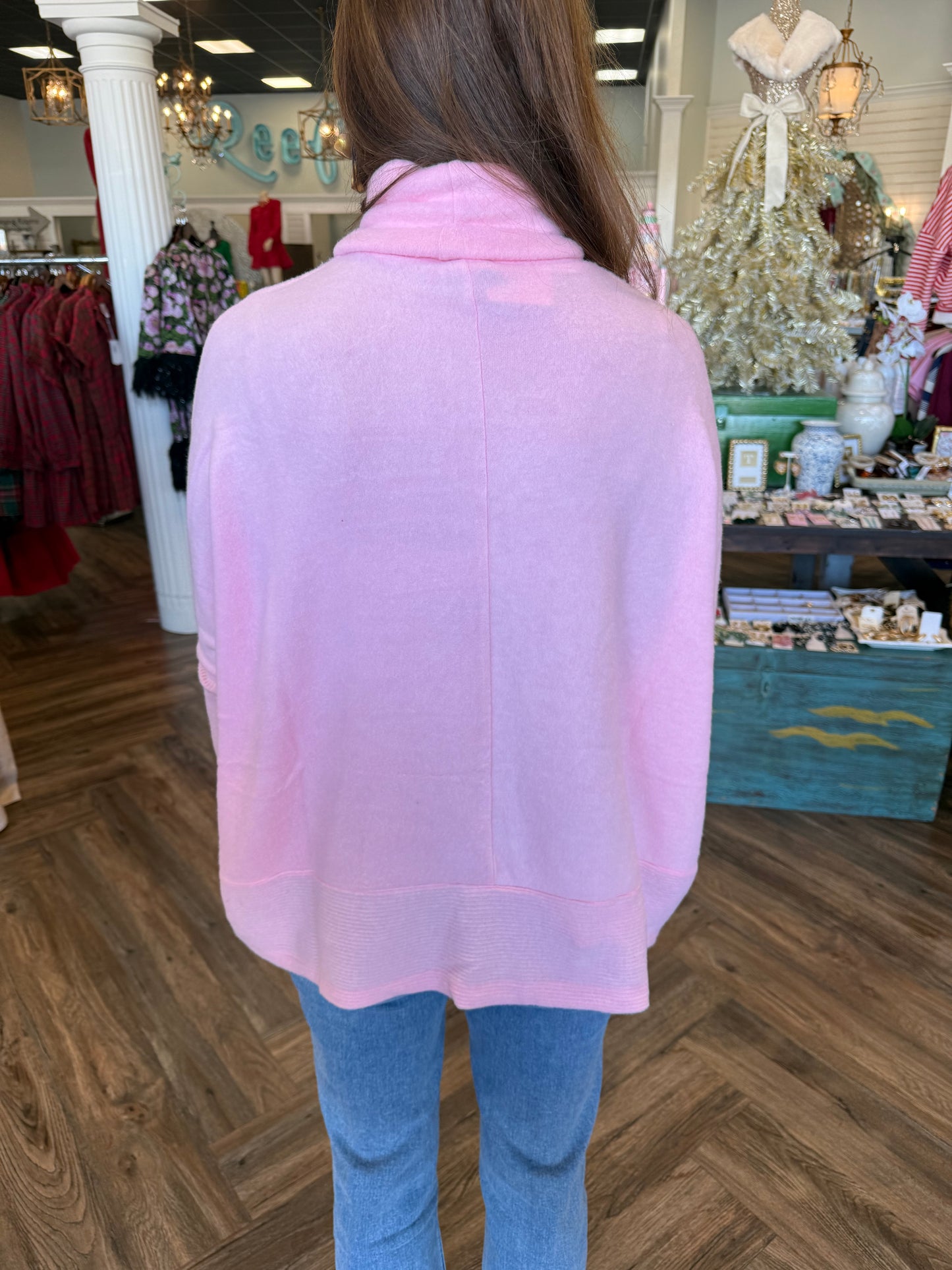 Oversized Turtleneck Sweater: Dk Pink