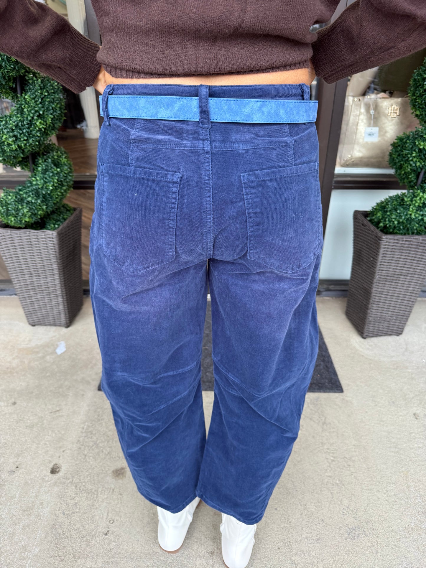 Corduroy Barrell Jeans: Navy