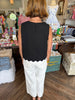 Stitched Flower Tank: Black