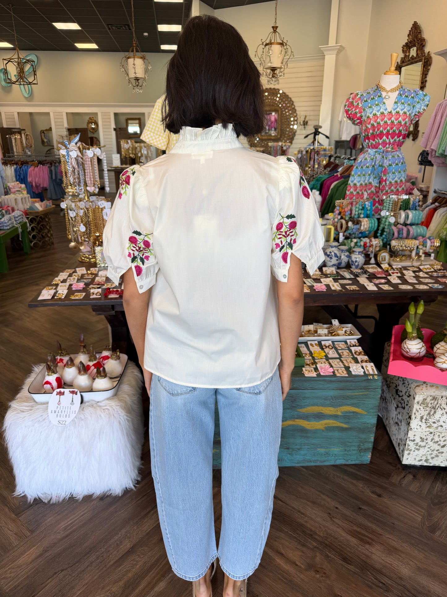 Dainty Floral Top: Cream