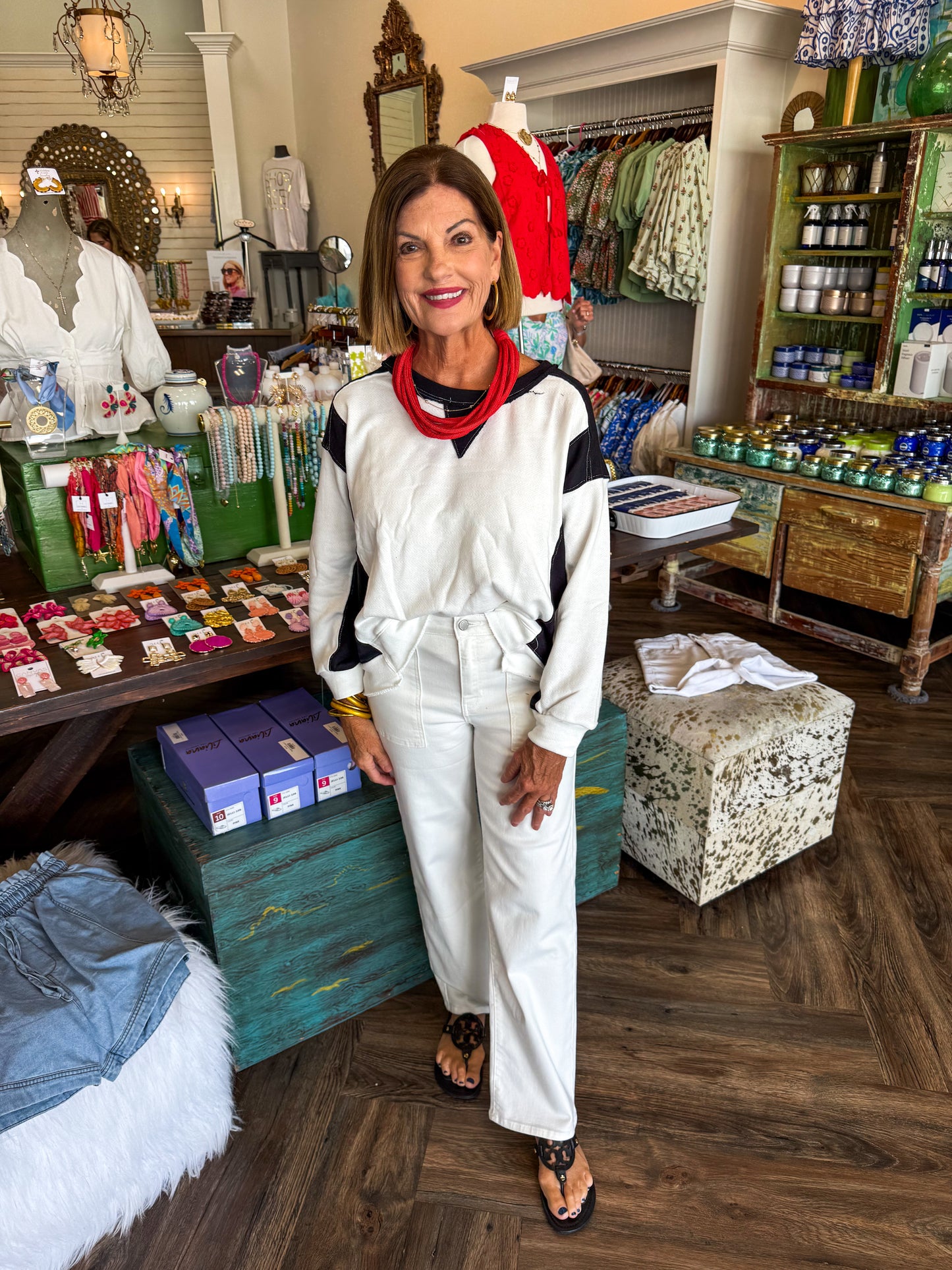 Contrast Colorblock Top: B & W