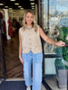 Anna Button Top: Brown