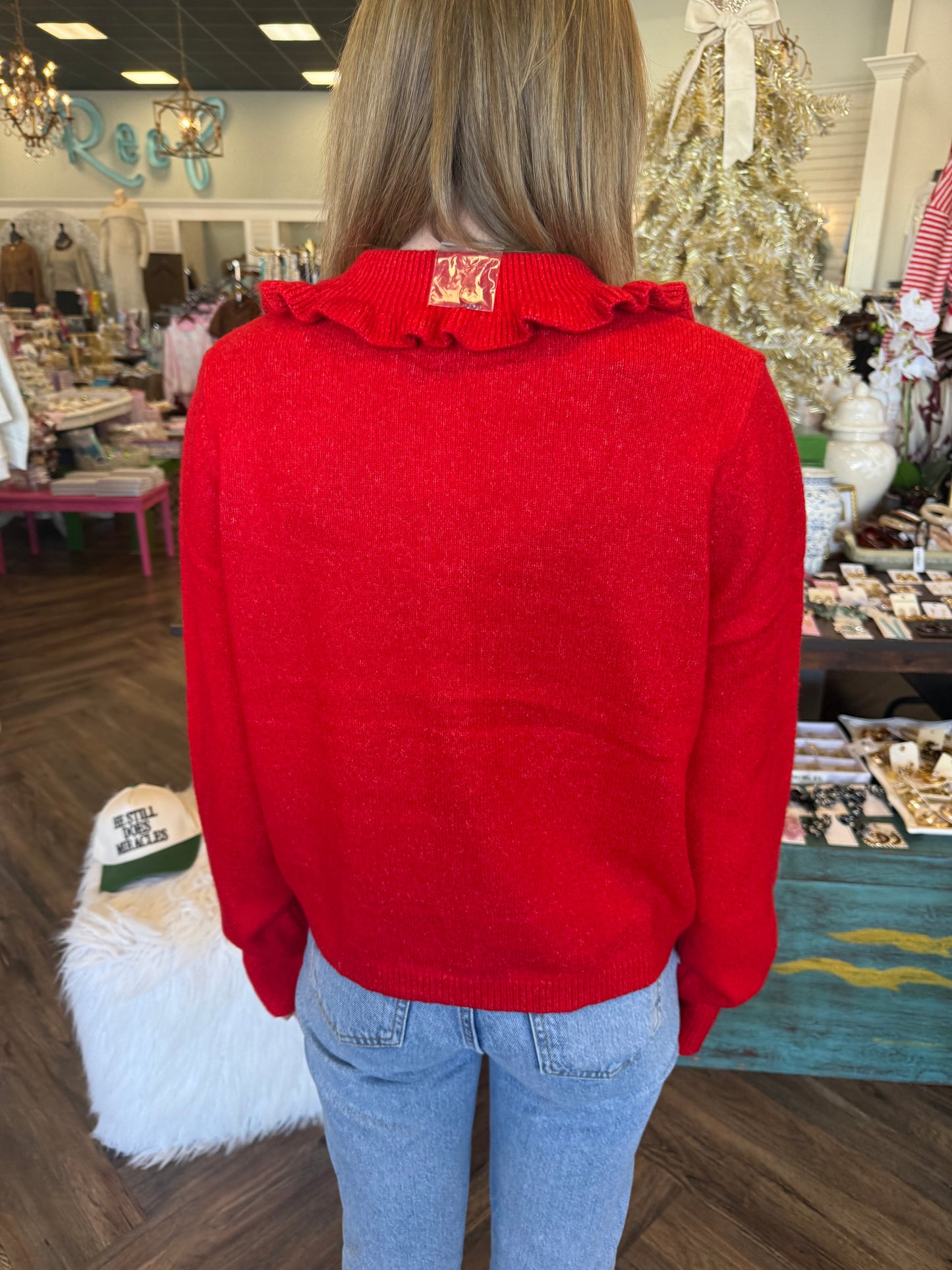 Frilly Girl Sweater: Red