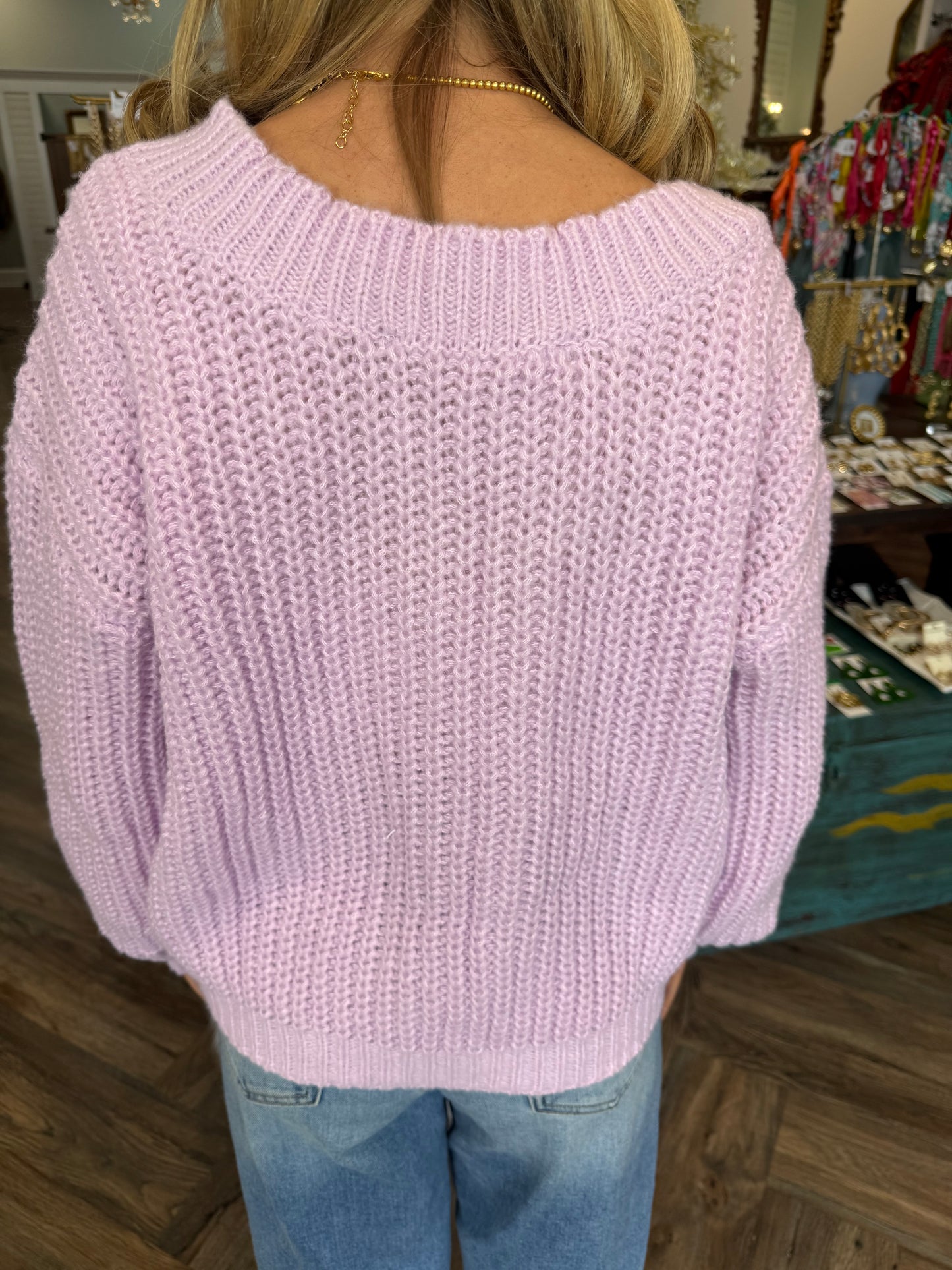 Lavender Ribbon Sweater