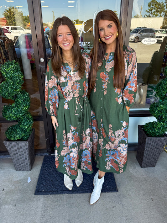 Olive Fall Dream Midi Dress