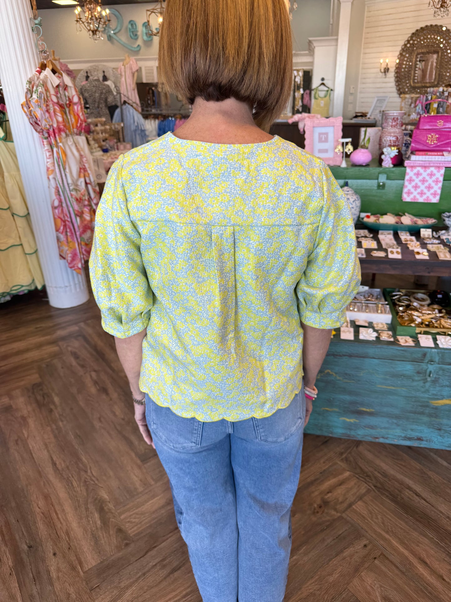 Lime Jacquard Top