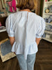 Silly Sally Stripe Top: Baby Blue