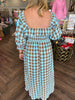 Blue/Brown Gingham Maxi Dress