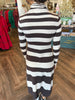 Brown/Taupe Striped Midi Dress