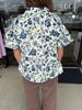 Blue Flower Button Top
