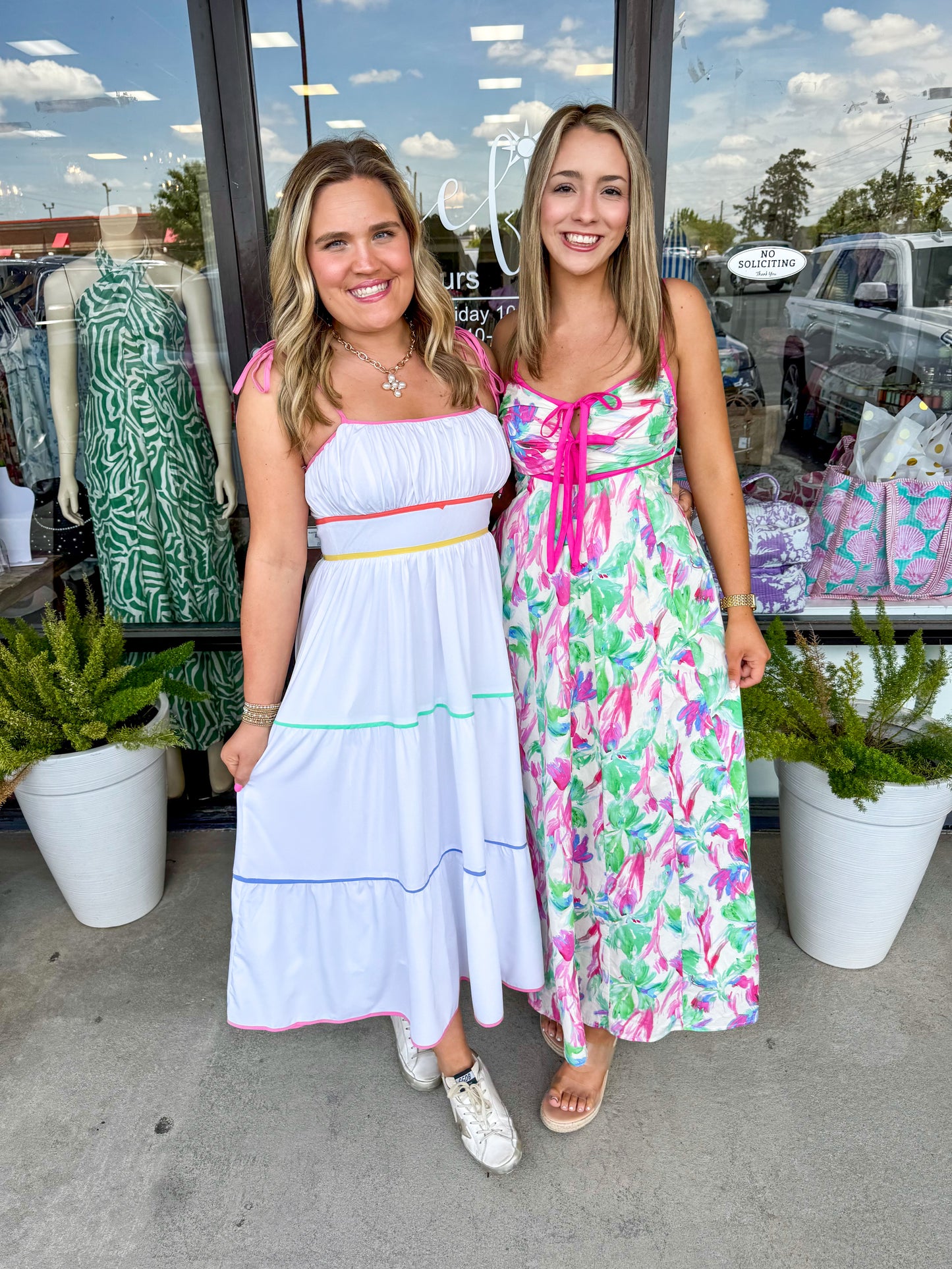 Pastel Stripe White Midi Dress
