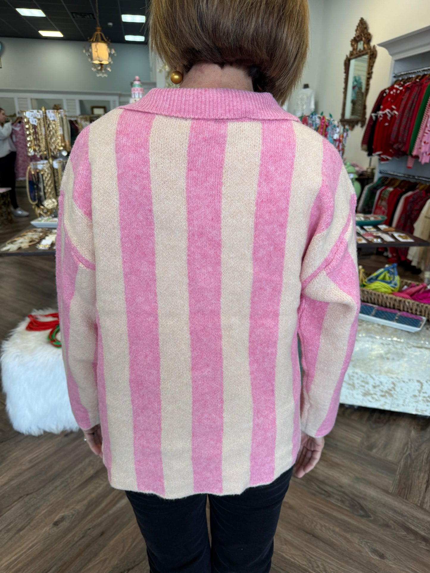 Bibi Stripe Top: Rose